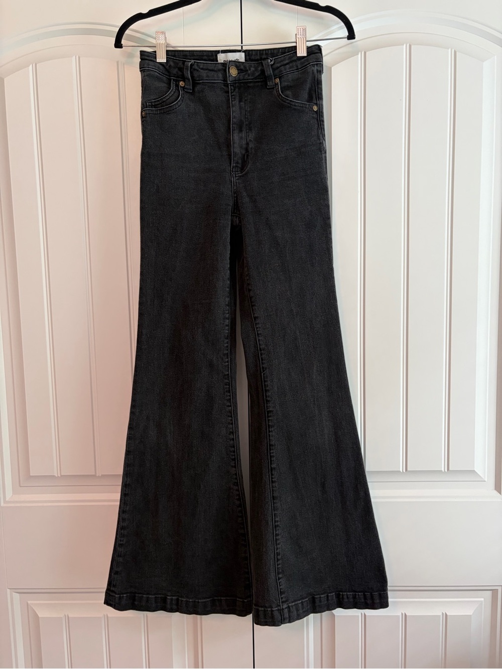 ROLLA'S Eastcoast Flare Jeans Womens Size 27 Black High Rise Stretch Denim Retro